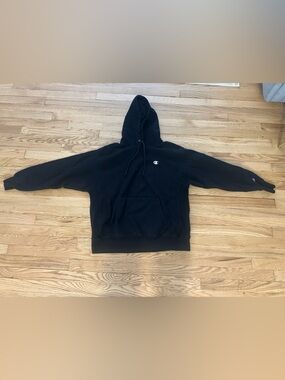 Champion Black Pullover Hoodie with Small Logo Men’s XL